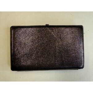 ABAS Black Metallic Leather Emma Sparkle Clutch Valet Wallet Old Money